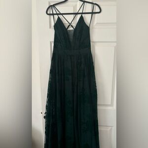 Windsor “Lina Flocked Velvet A-Line Formal Dress” in size 9, Color “Hunter”